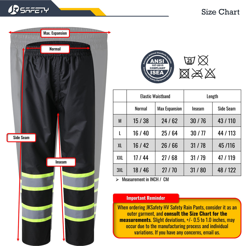 JKSafety Hi-Vis Rain Gear, Waterproof Reflective Rain Jacket and Pants (JKRS117)