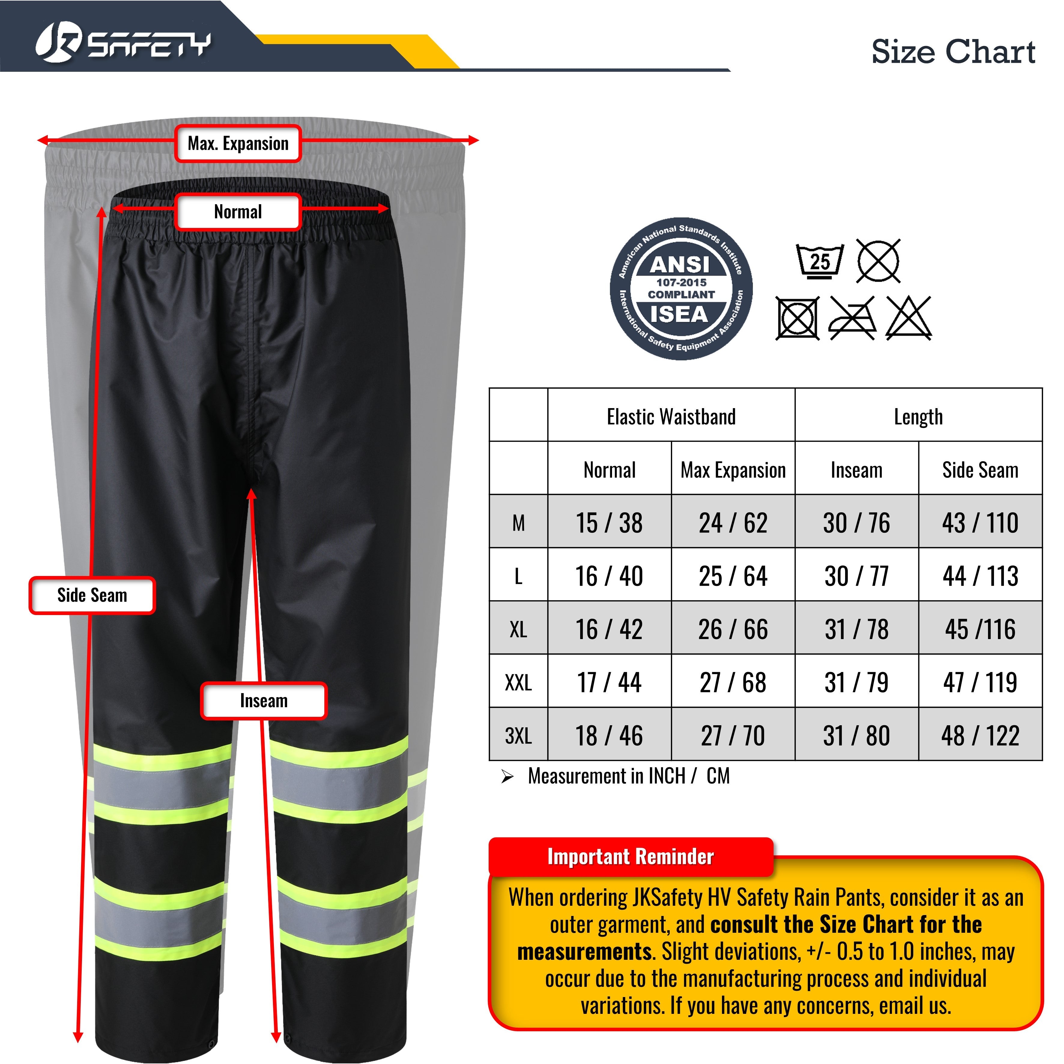 JKSafety Hi-Vis Rain Gear, Waterproof Reflective Rain Jacket and Pants (JKRS117)
