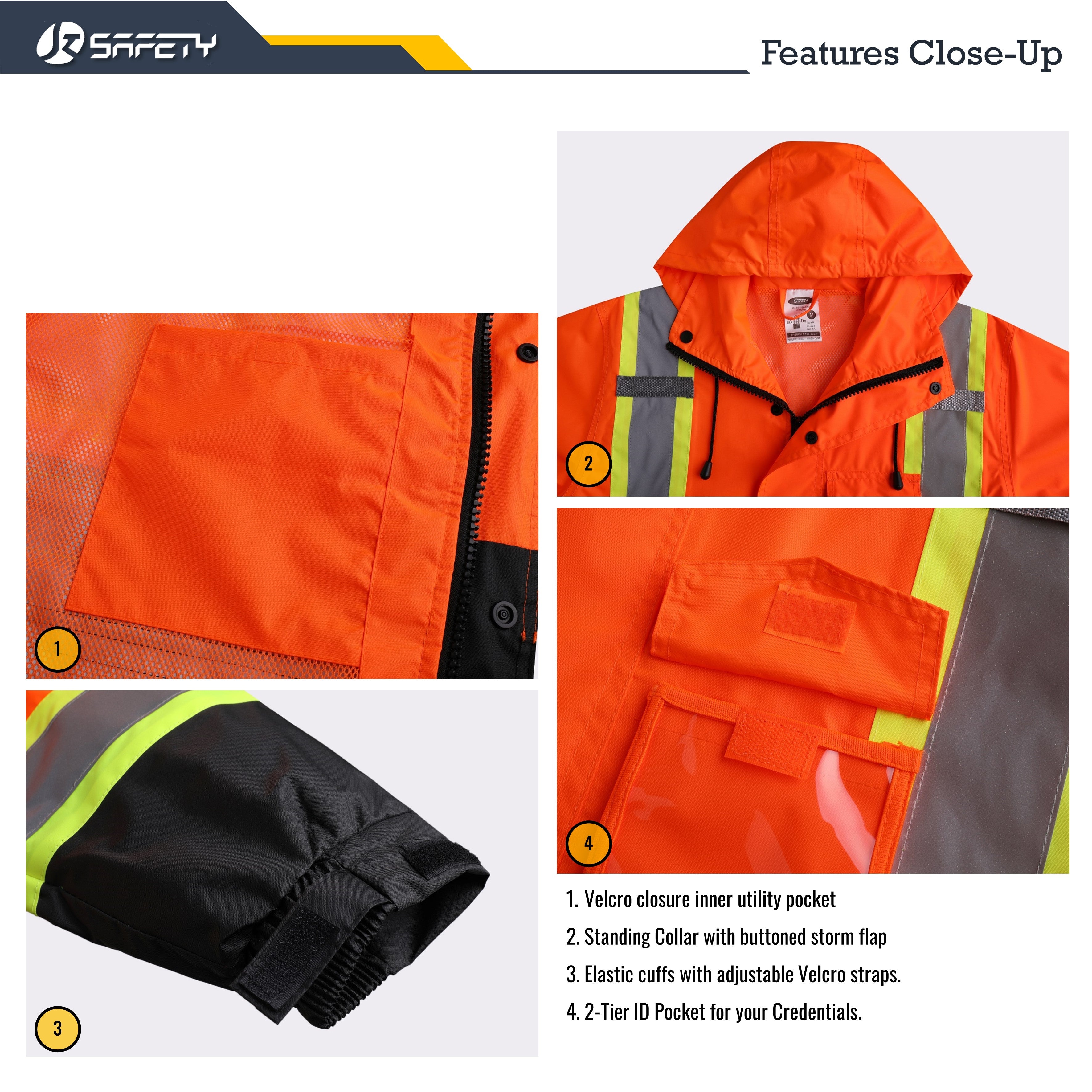 JKSafety Hi-Vis Rain Gear, Waterproof Reflective Rain Jacket and Pants (JKRS117)