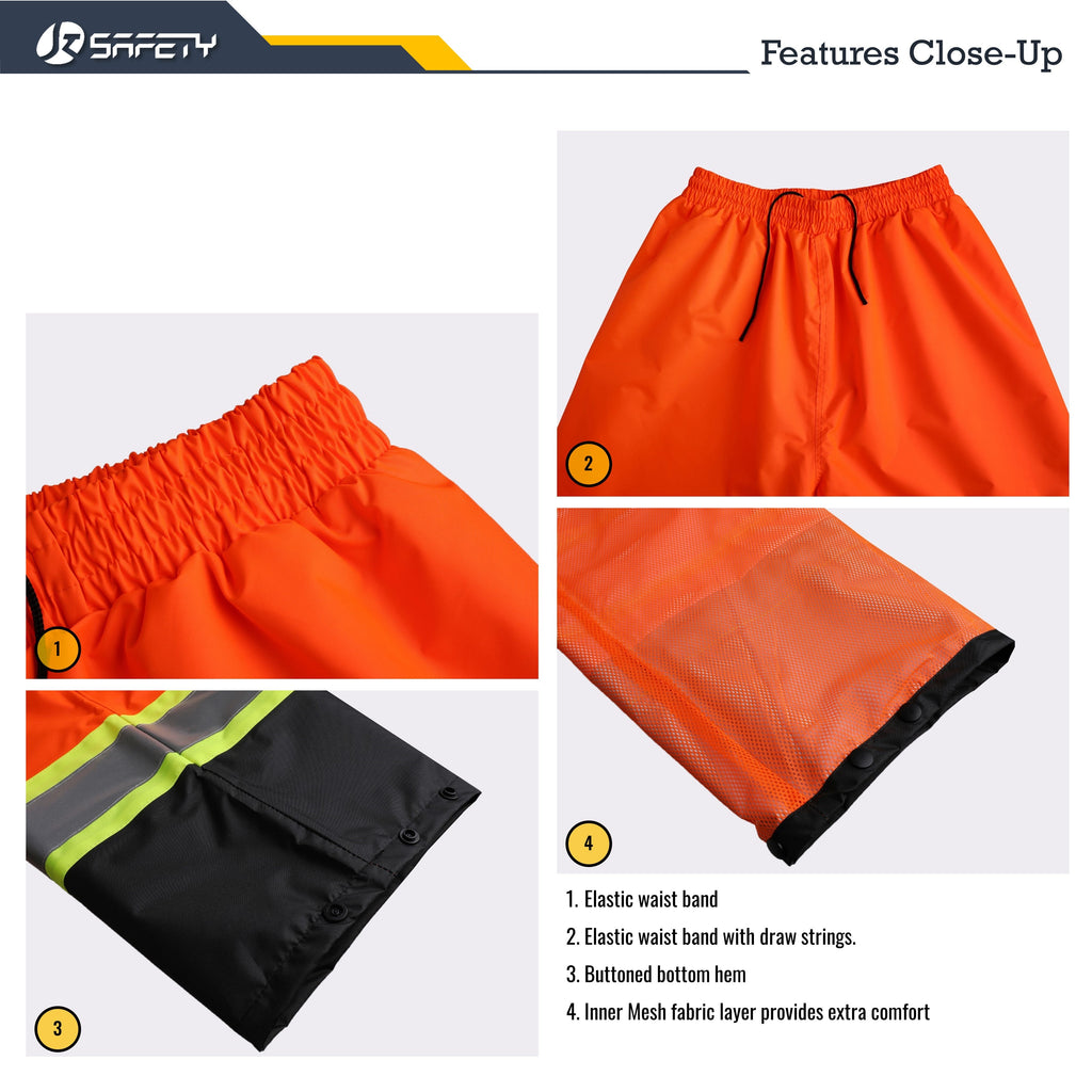 JKSafety Hi-Vis Rain Gear, Waterproof Reflective Rain Jacket and Pants (JKRS117)