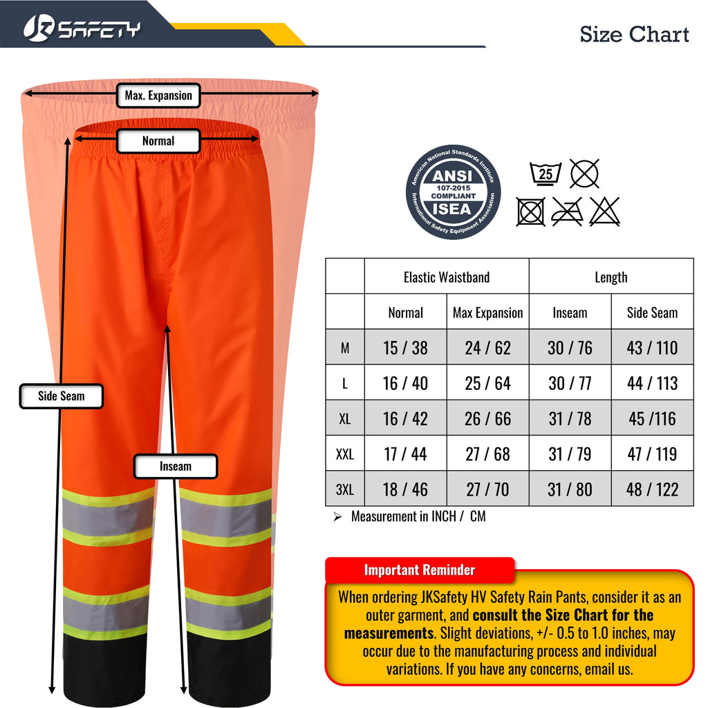 JKSafety Hi-Vis Rain Gear, Waterproof Reflective Rain Jacket and Pants (JKRS117)