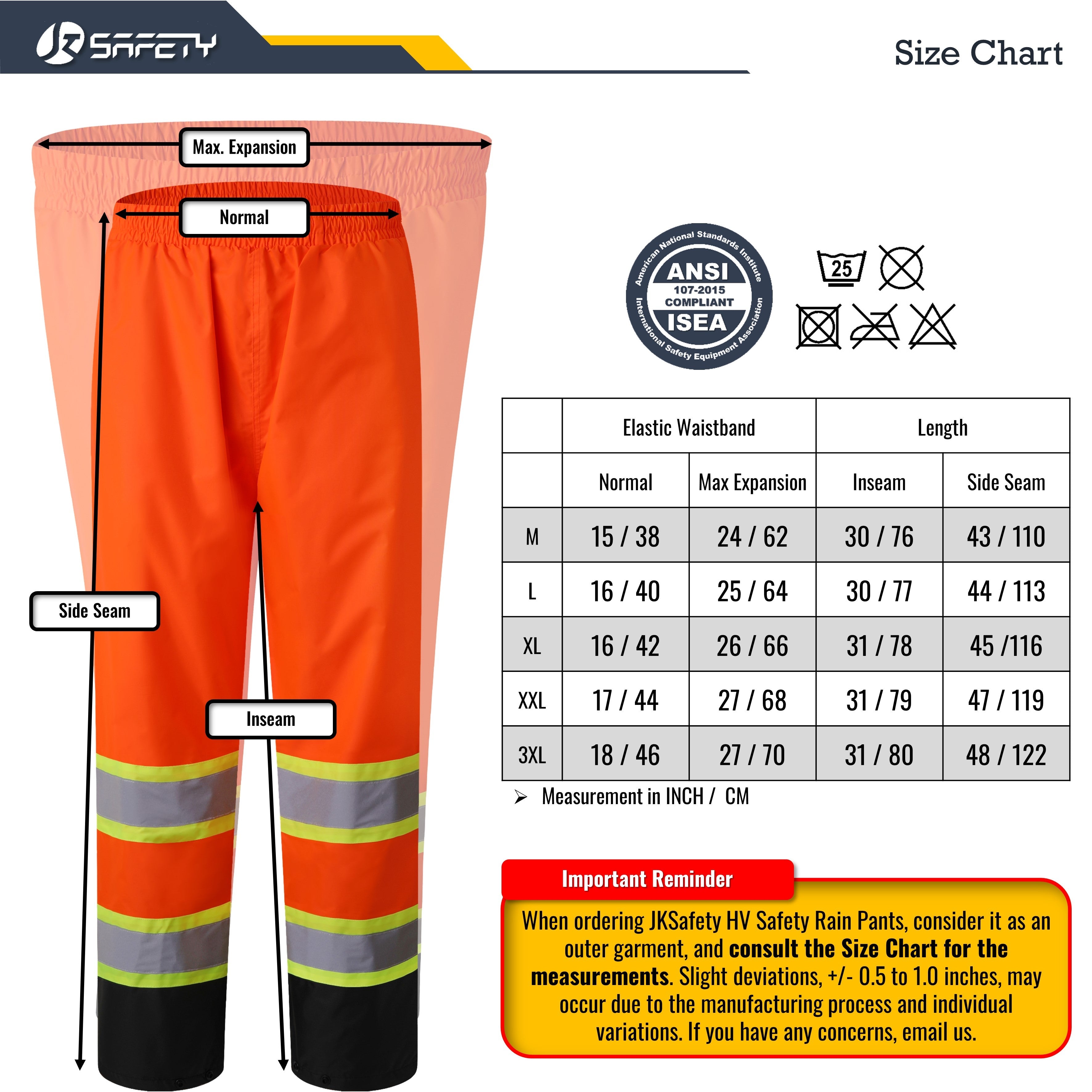 JKSafety Hi-Vis Rain Gear, Waterproof Reflective Rain Jacket and Pants (JKRS117)