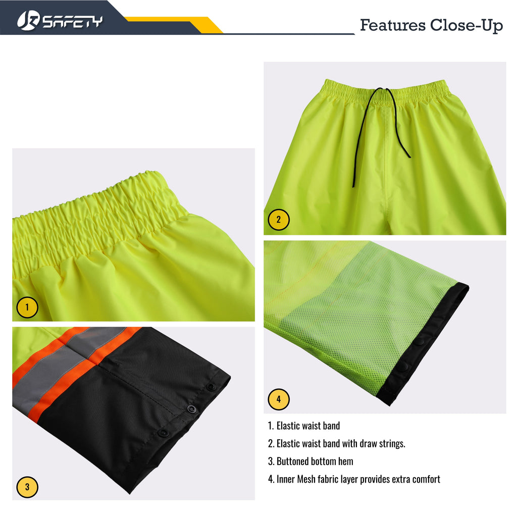 JKSafety Hi-Vis Rain Gear, Waterproof Reflective Rain Jacket and Pants (JKRS117)