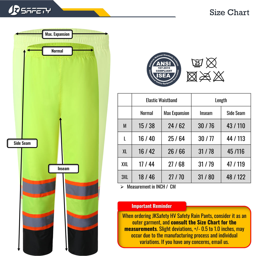 JKSafety Hi-Vis Rain Gear, Waterproof Reflective Rain Jacket and Pants (JKRS117)