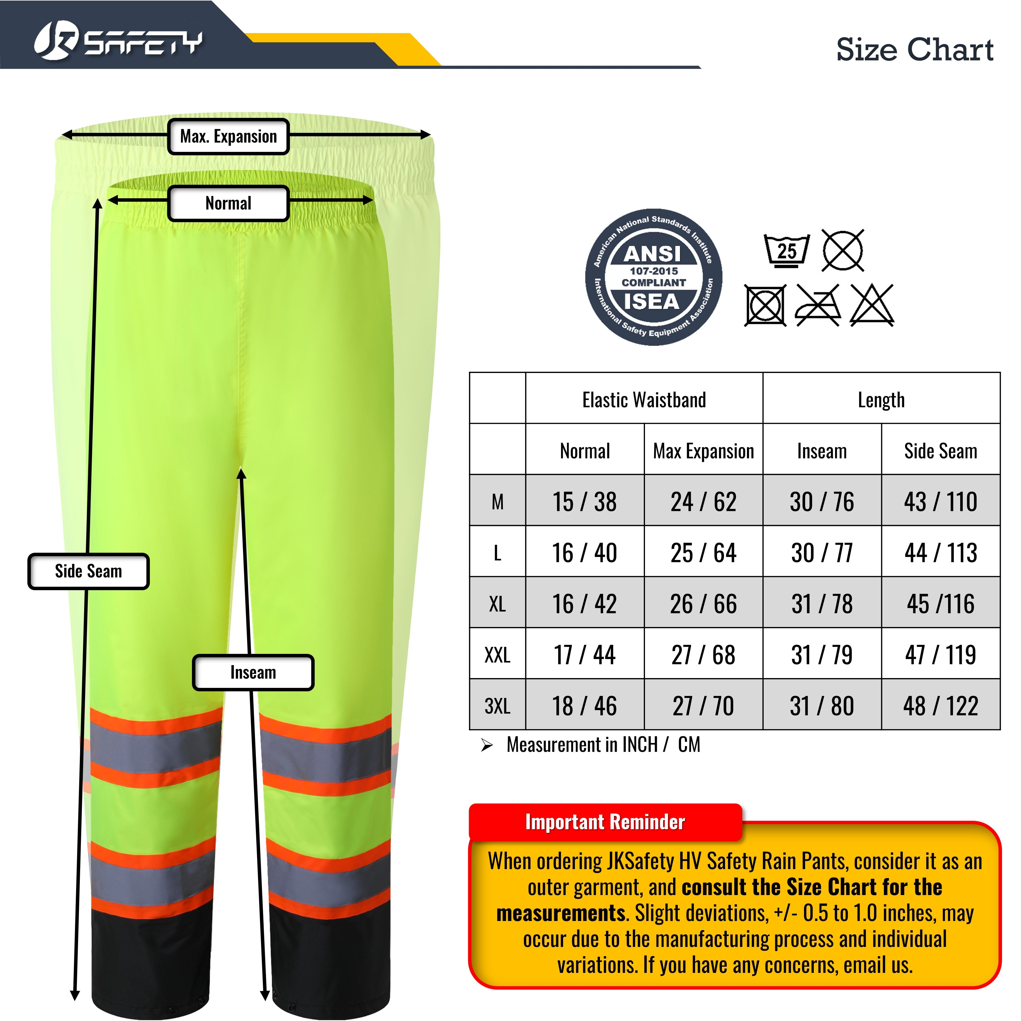 JKSafety Hi-Vis Rain Gear, Waterproof Reflective Rain Jacket and Pants (JKRS117)