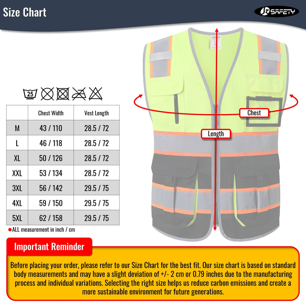 JKSafety 7 Pockets Two-Tone Hi-Vis Reflective Safety Vest (JK130)