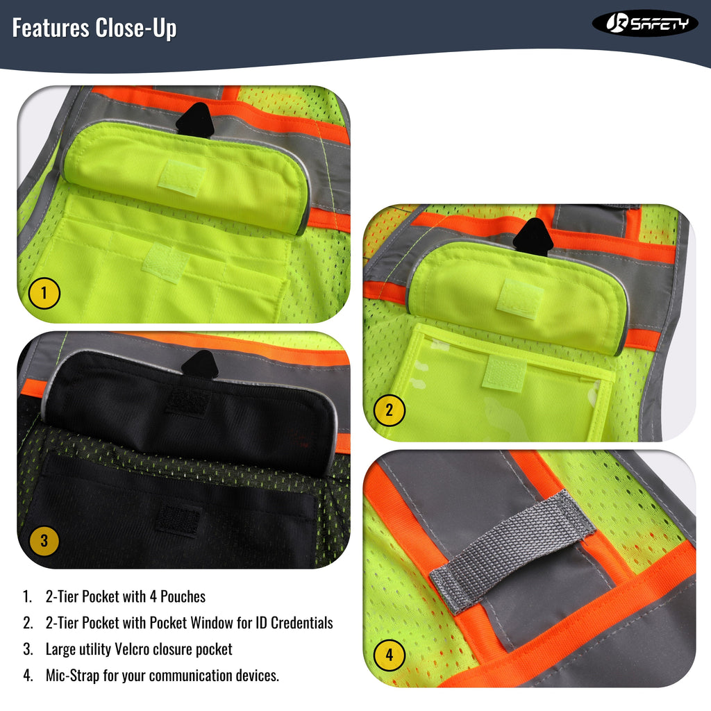 JKSafety 9 Pockets Mesh Hi-Vis Safety Vest (JK189)