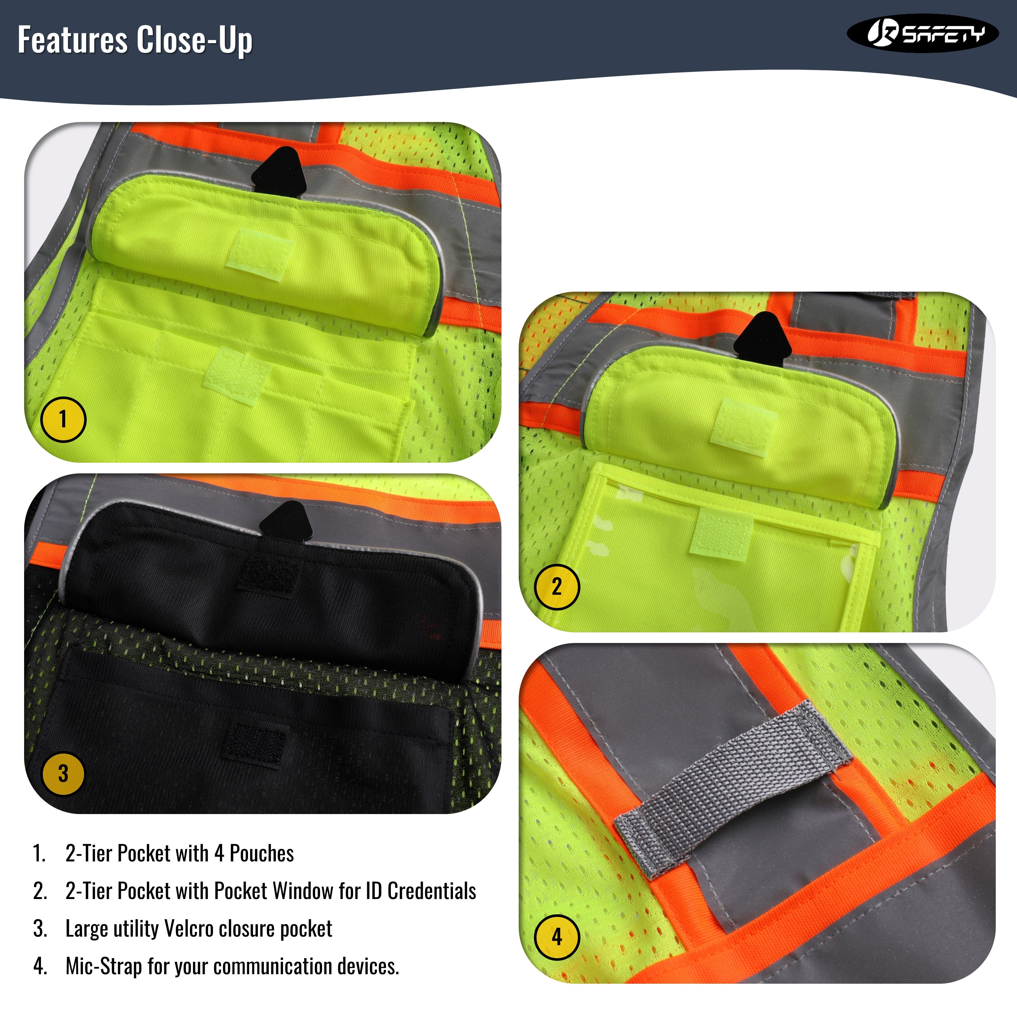 JKSafety 9 Pockets Mesh Hi-Vis Safety Vest (JK189)
