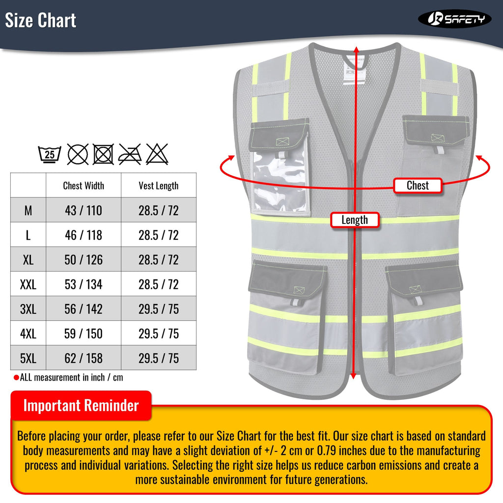 JKSafety 8 Pockets Two-Tone Mesh Hi-Vis Reflective Safety Vests (JK220)