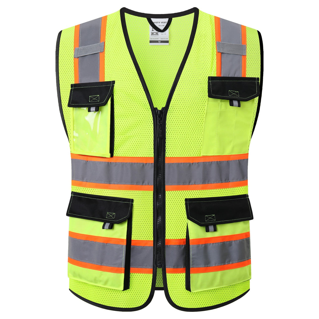 JKSafety 8 Pockets Two-Tone Mesh Hi-Vis Reflective Safety Vests (JK220)