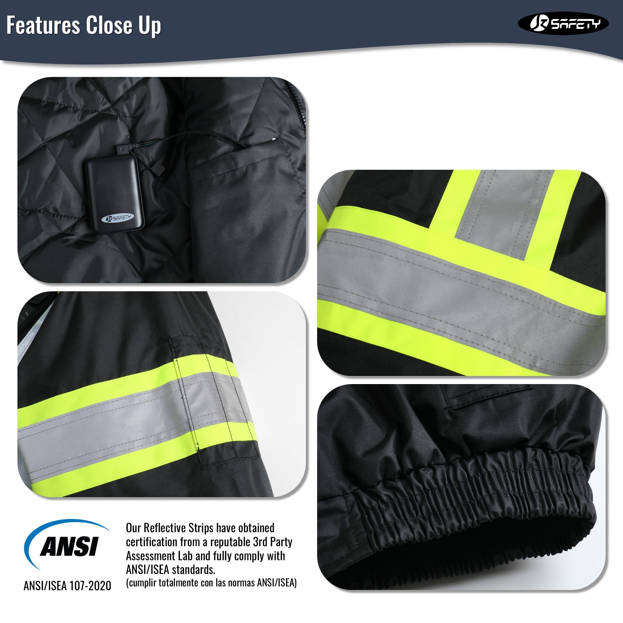 JKSafety 7 Pockets Heated Waterproof Winter Hi-Vis Safety Jacket (JK116A)