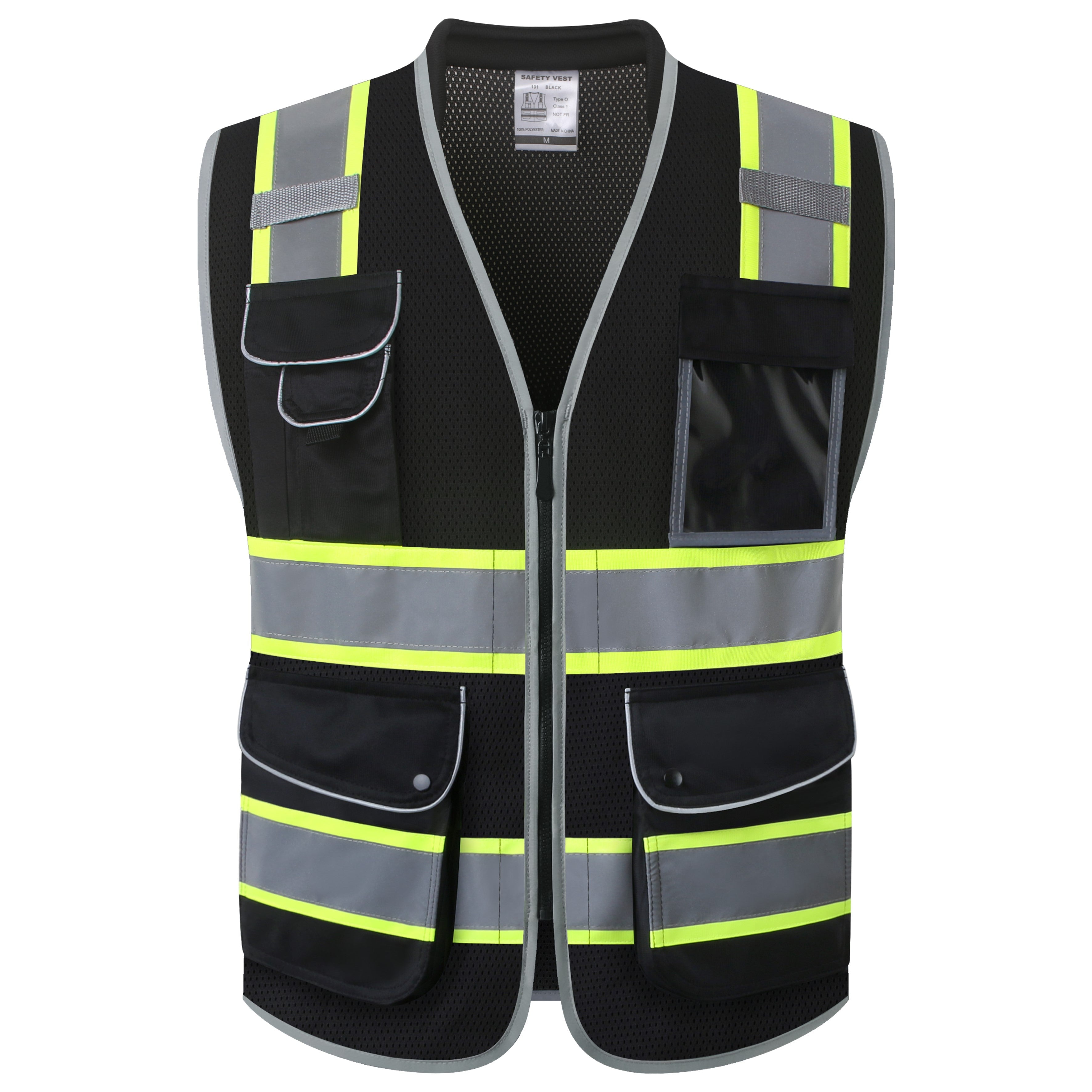 JKSafety 9 Pockets Mesh Two-Tone Hi-Vis Reflective Safety Vest, Cushion Collar (JK101)
