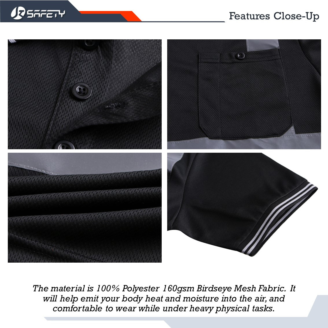 JKSafety 3-Pack Hi-Vis Reflective Safety Polo Shirt (JKP066-3P)