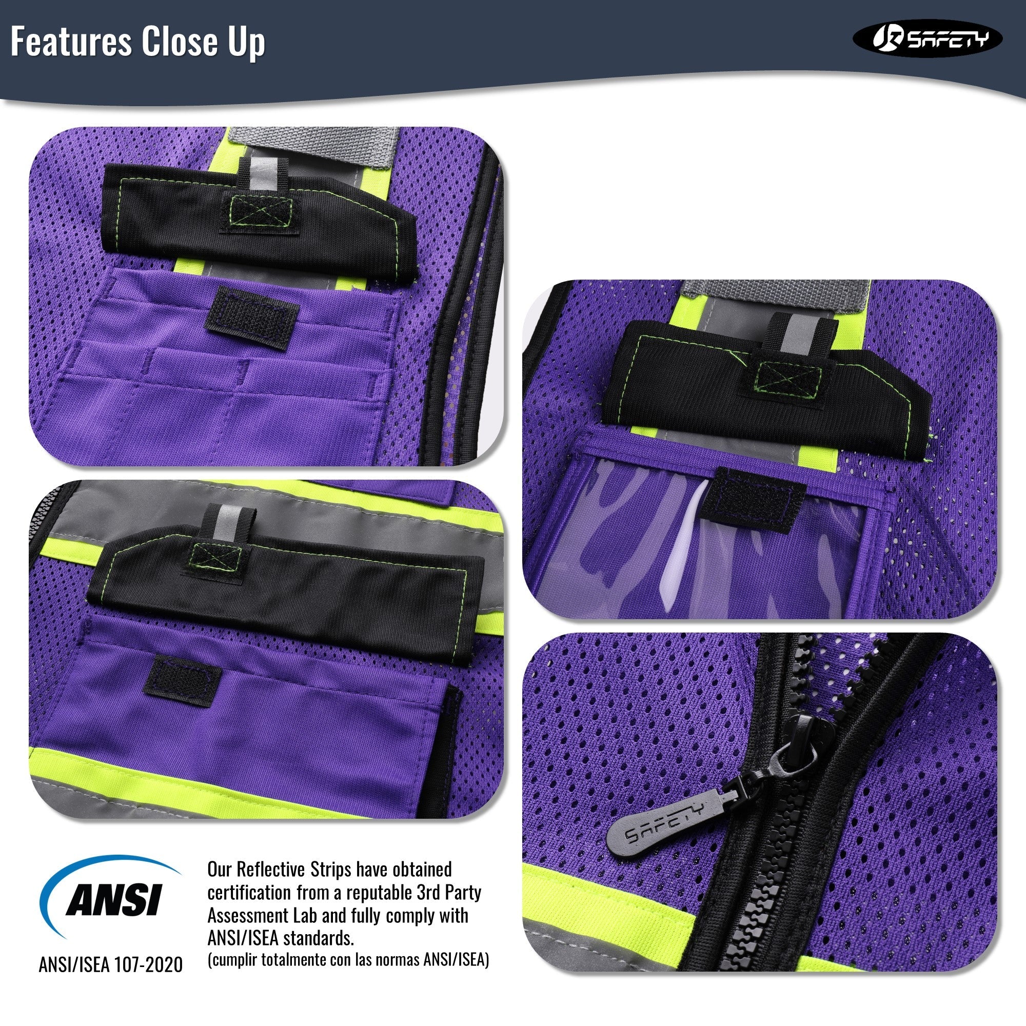 JKSafety 8 Pockets Two-Tone Mesh Hi-Vis Reflective Safety Vests (JK220)