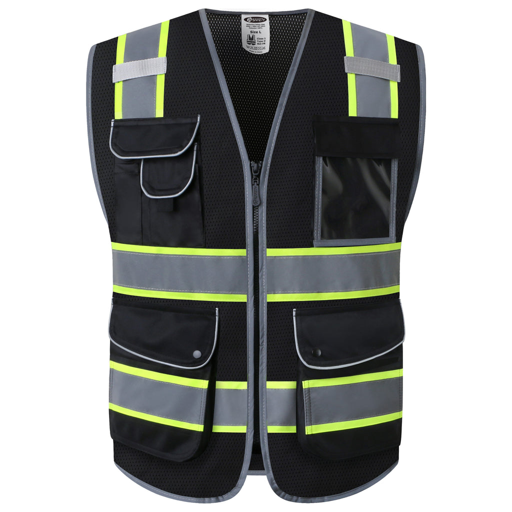 JKSafety 9 Pockets Mesh Two-Tone Hi-Vis Reflective Safety Vest (JK100)