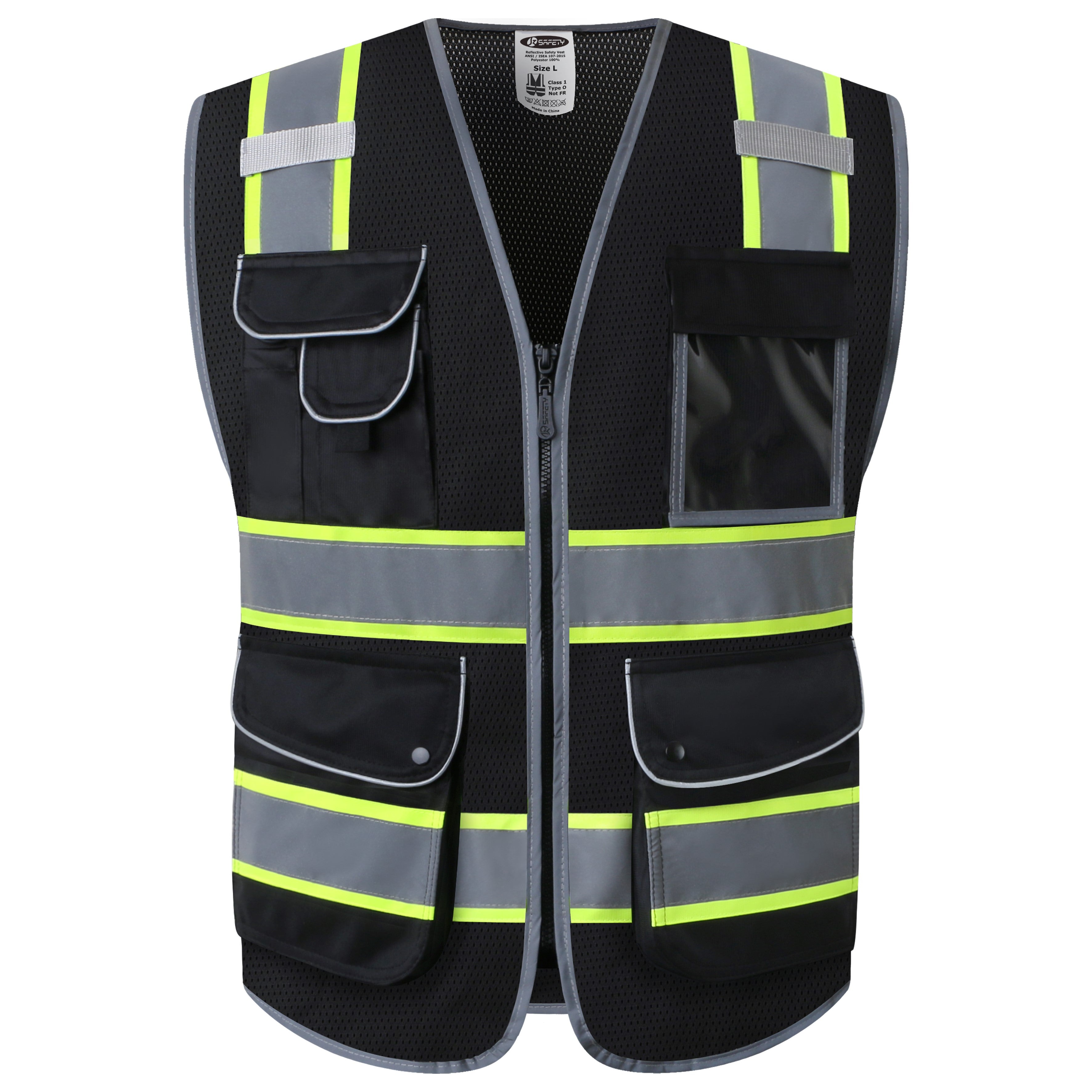 JKSafety 9 Pockets Mesh Two-Tone Hi-Vis Reflective Safety Vest (JK100)