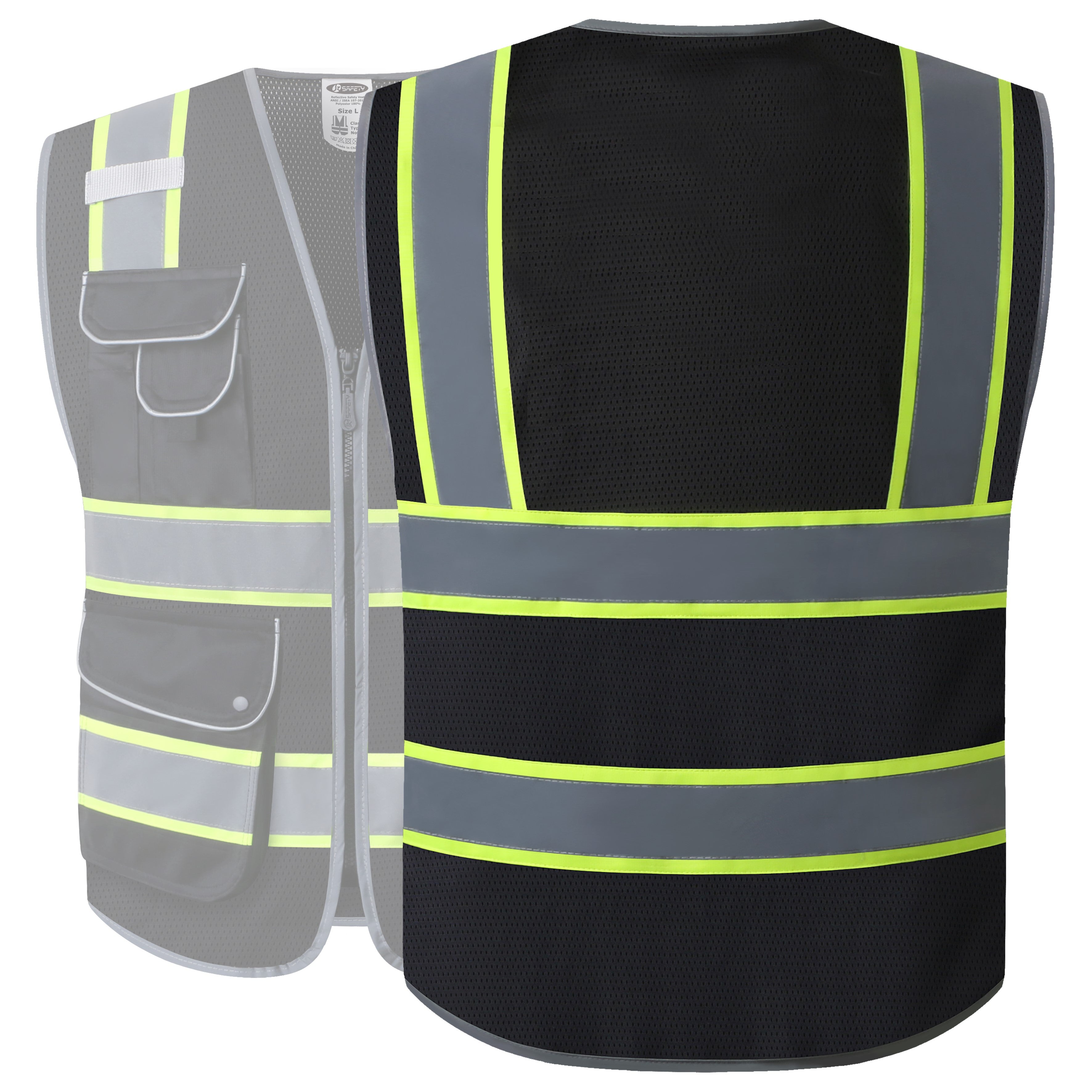 JKSafety 9 Pockets Mesh Two-Tone Hi-Vis Reflective Safety Vest (JK100)