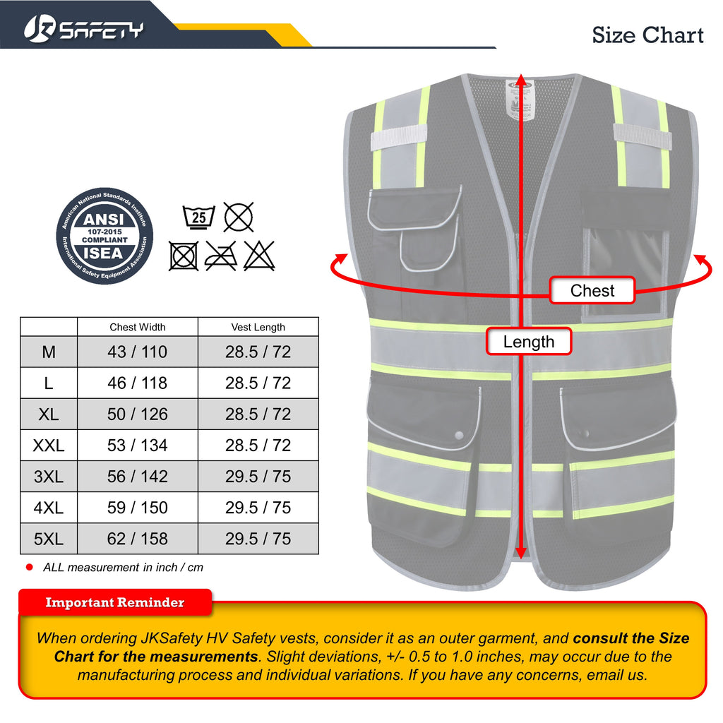JKSafety 9 Pockets Mesh Two-Tone Hi-Vis Reflective Safety Vest (JK100)